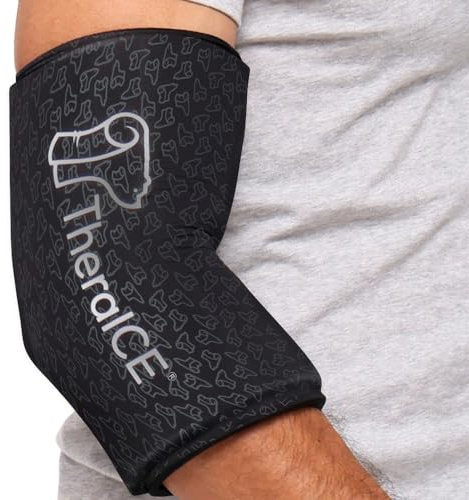 TheraICE Elbow Ice Pack Compression Sleeve for Injuries | Reusable Arm Gel Cold Pack Wrap | Tennis Elbow & Golfers | Calf Tendinitis Pain Relief | Shin Splints | FocusZone Extra Cooling | Women & Men