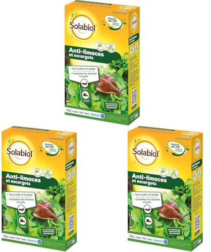 Solabiol SOLIMA750N | Anti-limaces et escargots | Etui 750 G | pour Le Jardin et Le Potager | Grande résistance à la Pluie | Utilisable en Agriculture Biologique, Puissant (Lot de 3)