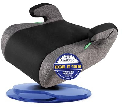 Walser Kinder Sitzerhöhung Auto, bequemer Kindersitz Auto 125-150cm leicht waschbar, Kindersitzerhöhung Auto Raffi neueste Norm ECE R 129, Sitzerhöhung Auto Kinder, Sitzerhöhung Kinder schwarz/grau