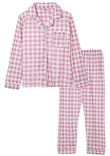 Pijama de mujer largo con botones, conjunto de pijama de algodón para mujer, de manga larga, traje de casa, dos piezas, camisón de otoño invierno, pantalón de dormir suave, camisón ligero, camisón de