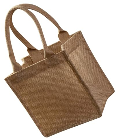 ASAKKURA Reusable Jute Tote Bag with Handles Burlap Shopping Bag for Wedding Gifts Plant Growing and Everyday Use Small