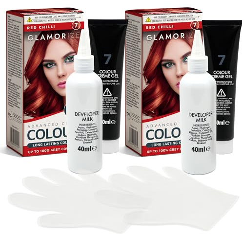 Glamorize 2pk Permanent Hair Dye Red Chilli No.7 - Grey Coverage Creme