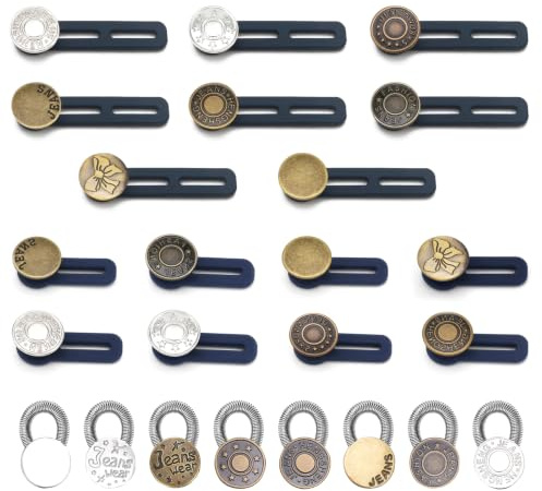 Cryptisg 24 PCS Ajustable Extensores de Botones Pantalon, Extensor Pantalon | Reutilizable Extensor de Cintura para Pantalones, Extensión de Botón para Pantalones para Hombres y Mujeres, Jeans, Faldas