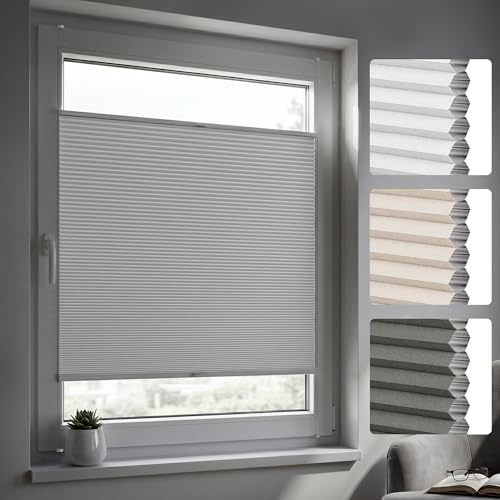 Jalousiescout Easyfix Allday Wabenplissee ohne Bohren mit Klemmfix, 80x120cm (BxH) Weiß, Verdunkelung Thermo Blickdicht Faltrollo Sonnen-, Sicht- & Schallschutz Plissee Jalousie für Fenster & Tür