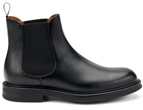 Frau, Stivaletto Uomo in Pelle Liscia Nera, Con Elastico Bilaterale e Pull Up in Tessuto, Suola Nera in Gomma con Grip Antiscivolo, Altezza Gambale 12 cm, 40, Made in Italy
