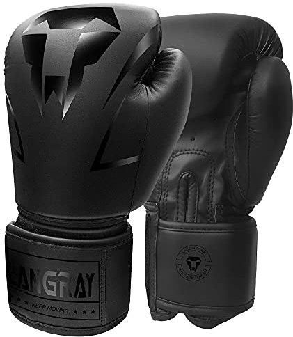 Boxhandschuhe,LangRay Boxhandschuhe aus Kunstleder Box Handschuh Herren Set Boxhandschuhe Damen Punching Handschuhe für Kampfsport MMA Sparring und Boxen, Schwarz 10oz