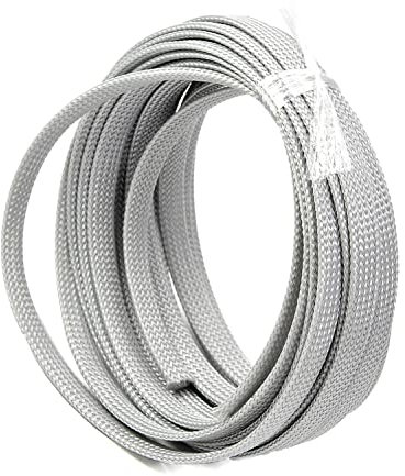 Aicosineg 3.28ft PET Flexible Braided Cable Sleeve 0.33inch Width Wire Loom Sleeving and Organizer Flexible Wire Mesh Sleeve Wrap Protector for TV Audio PC Cords from Pets Chewing Gray