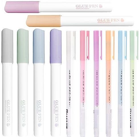 12 pcs Scrapbook Glue Pen Set, CNYMANY Quick Dry Crafting Fabric Liquid Glue Pen for Scrapbooking Card Making DIY Drawing Papercrafts