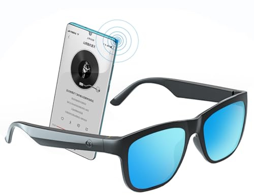 Enzemit GS01 Smart Bluetooth Occhiali da sole, occhiali da sole audio con altoparlante, lente polarizzata, controllo touch, musica aperta e mani libere (blu)