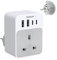 TESSAN UK to European Plug Adapter, 5 in 1 Travel Adapter with 2 USB C and 2 USB A, 3600W European Plug Adaptor, Type E F Travel for Spain France Turkey Germany