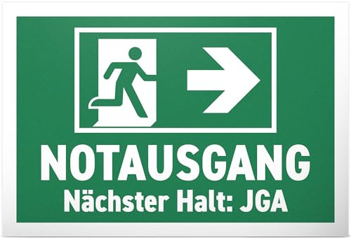 DankeDir! Notausgang JGA - Schild 30 x 20 cm - Partydeko Junggesellenabschied Accessoires - Geschenk Bräutigam Braut Deko Idee Karte Überraschung Bachelor Party Bride Groom Bauchladen