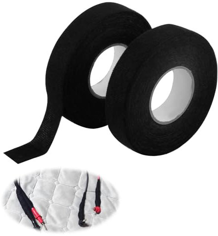 MxyVrix 2 Pezzi Nastro Isolante in Tessuto Industriale Cablato Resistente al Calore, Nastro Isolante per Cablaggio Automobilistico, Nastro in Tessuto Resistente al Calore e all'Usura, Nero