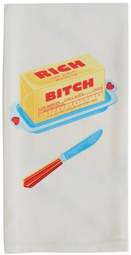 Blue Q Rich B- Dish Towel - Funny Kitchen Towels, 100% Cotton, Durable, Soft & Super Absorbent, Machine Washable, Screen-Printed, Vibrant Colors, Functional Funny Gift Ideas, Size 28 x 21
