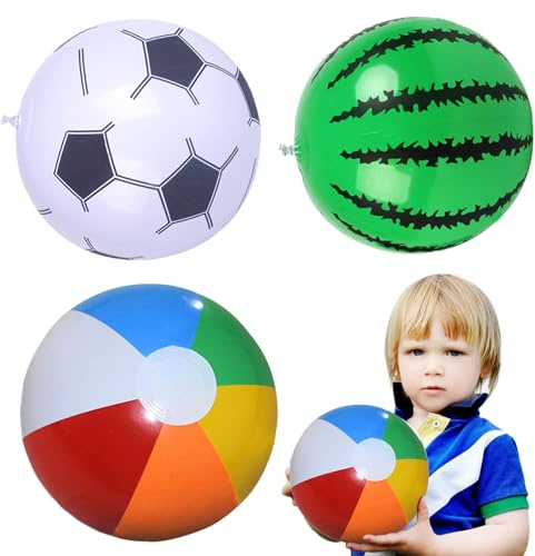 Pool Orbs - Inflatable Water Spheres, Floating Round Toys, Multi Color Striped Pattern, Outdoor Leisure Activity, Swimming Gear, 12 Inch 3 Pack For Summer Vacations Sand Games Backyard Ponds