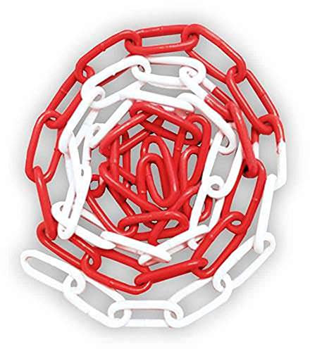 Marwotec Absperrkette 30m Rot/Weiß pulverbeschichtete Stahlkette 4mm Durchmesser Absperrkette Metall stabile, witterungsbeständige Absperrkette Ideal für den Ausseneinsatz