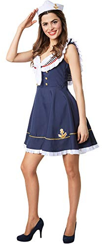 dressforfun 900504 Damkostym, sjöman, outfit i blått och vitt