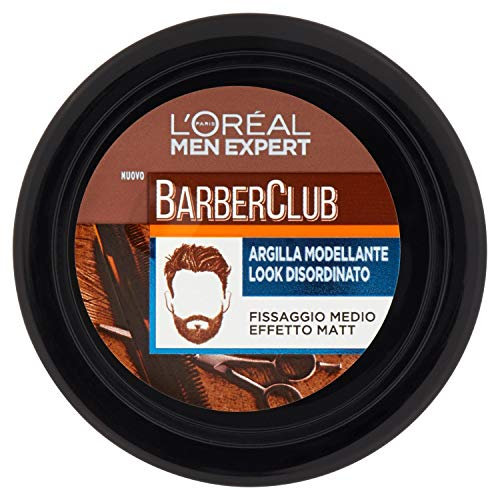 L'Oréal Paris Men Expert Crema Barber Club, Argilla Modellante Effetto Matt e Rimodellabile per un Look Disordinato, per Capelli Corti, Medi e Lunghi, 75 ml, Confezione da 1