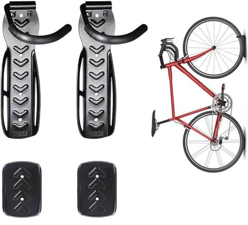 Dirza Support mural pour vélo avec plateau de pneu – Support vertical de rangement pour vélo pour intérieur, garage, abri de jardin – Facile à installer – Idéal pour accrocher des vélos de route, VTT