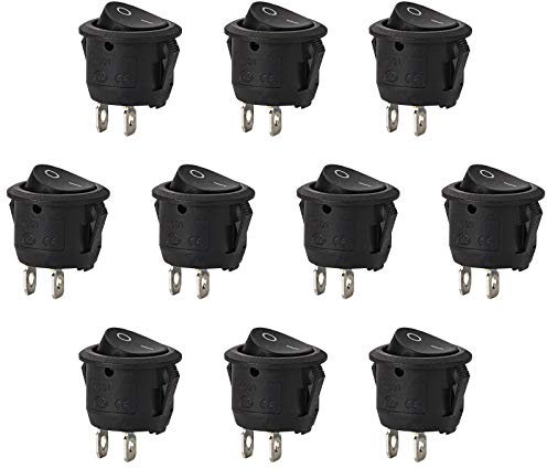 Thlevel 10 Pièces Interrupteur à Bascule Rond Verrouillage Commutateur SPST Bouton 2 Broches AC 6A/125V 3A/250V pour Voiture Camion Bateau