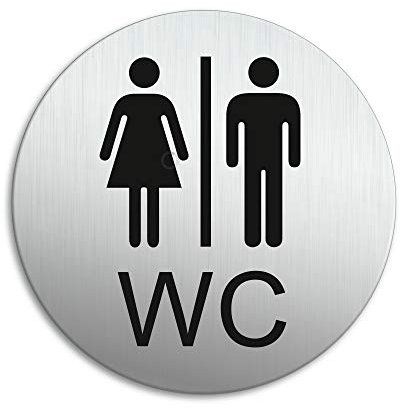 Senal para puerta Aesos Mujeres Hombres Ø 100 mm Cartel Placa Aluminio cepillado adhesivo