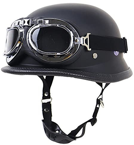 Motorradhelm Zum Halboffenen, Vintage Helme Schutzhelm mit Schutzbrille -Kollisionsschutz ECE-Zertifizierung, Für Bike Cruiser Scooter Chopper Moped Roller (S, M, L, XL, XXL)