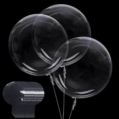 24 Pièces Ballon Transparent 40cm - Bobo Géant à Remplir, Big Balloons Rond Réutilisables - Ballon d'Hélium pour Fête, Mariage, Baby Shower, Anniversaire Décoration
