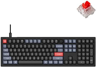 Keychron V6 Wired Custom Mechanical Keyboard Knob Version, Full-Size QMK/VIA Programmable Macro with Hot-swappable Keychron K Pro Red Switch Compatible with Mac Windows Linux Black (Non-Transparent)