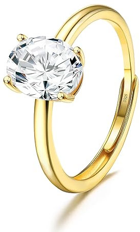 JeweBella 925 Sterling Silber Ringe für Damen Verstellbarer Verlobungsring Eheringe Glänzend Cubic Zirkonia Ring Fingerring Trauringe Engagement Promise Ring für Frauen