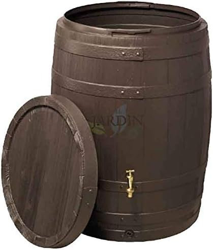 Serbatoio botte 250 litri imitazione legno. Realizzato in polietilene con un fantastico effetto legno naturale. Diametro 65 cm, altezza 93 cm.