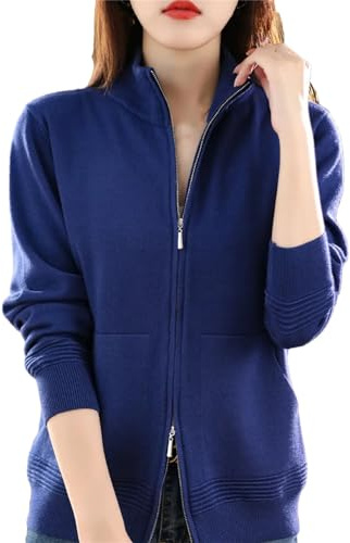 Alloaone Maglione di Lana da Donna Cardigan con Doppia Cerniera Top Lavorati A Maglia Casual