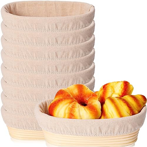 Gejoy 20 Sets Bread Proofing Baskets Bulk Banneton Dough Proofing Bowls Kit with Cloth Liner and Plastic Scraper Sourdough Basket for Home Sourdough Bakers(Oval,10'')