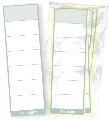 itenga Lot de 50 étiquettes autocollantes en papier adhésif pour dos de classeur - Pour dossiers larges - 6 x 19 cm (vert eucalyptus)