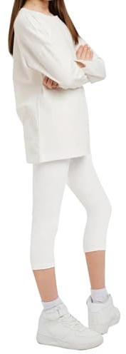 Geyuwoz Leggings Filles 3/4 Capri Pantalons Filles Sport Cycliste Trois Quarts Coton Enfants Leggings été 6-16 Ans