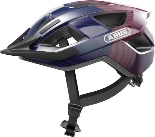 ABUS Casco da bicicletta Aduro 3.0 LED – Casco sportivo da città dal design elegante per escursioni quotidiane e sportive – con fanale posteriore – per uomo e donna – taglia S, viola