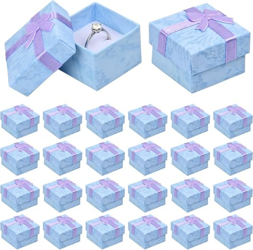 Granvoo 24 Pcs Scatole Regalo Piccole 4x4x3cm, Scatoline Gioielli Cartone con Inserto in Velluto, Scatola Portagioie per Gioielli, Collane, Anelli e Orecchini (Viola)