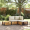 IKAYAA Gartenmöbel Set Holz Gartenlounge Holz Gartenlounge Outdoor Sitzgruppe Garten Holz Balkonmöbel Holz terrassenmöbel Set Holz Gartengarnitur Massivholz Akazie-Creme-4-tlg