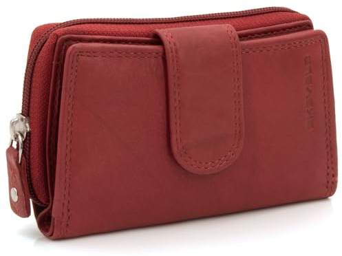 ekavale Damen Portemonnaie RFID Schutz – Kompakte Geldbörse aus Echtleder für Frauen – Brieftasche mit vielen Kartenfächern und extra Münzfach – Stilvolles Accessoire für den Alltag (Antik-Rot)