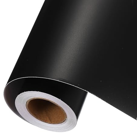 sourcing map Matte Black Permanent Iron on Vinyl, 10 Inch x 14ft Adhesive Vinyl Roll for Decal Cutting, Signs, Scrapbooking, DIY Craft, Home Decoration