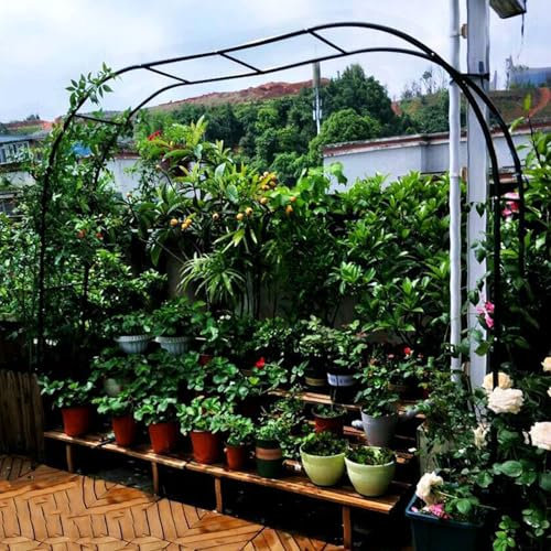 KKTX Arc de Jardin métallique, Arc de pergola, arcs de Mariage en Plein air avec Bases, pour Les Plantes d'escalade, Les Roses, Les vignes, Le Cadre de soutienBlack,2.8x2.5m
