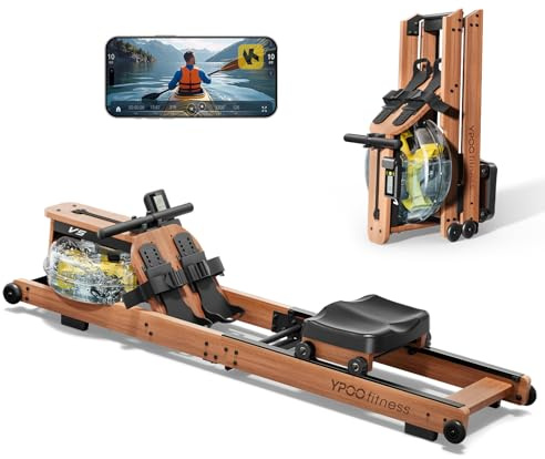 YPOO Rowing Machines, Magnetic Rowing Machines for Home Gym, 16 Levels Resistance Rowing Machine Foldable Quiet with Dual Slide Rail, 350lb Folding Rowing Machine with LCD Display Seat Cushion & App