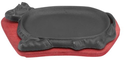 BEBEMOKO 1 Pz padella per bistecche in ghisa Piatto all'aperto vassoio caldo bistecchiera antiaderente teglia con griglia antiaderente padella di bistecca ferro da stiro Nero