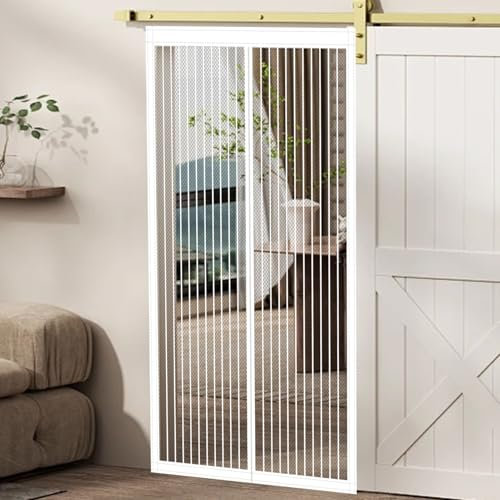 Fliegengitter Magnet Balkontür 105 x 180 cm Insektenschutz Fliegengitter für Fenster Einfache Montage für Balkontür/Zimmertür Und Terrassentür, Weiß