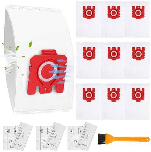 10 Bolsas para Polvo 3D para Miele Hyclean Pure FJM Bolsa Recogepolvo Reutilizables Bolsas de Aspiradora para Complete C2, C3, S2, S5 Y S8 Serie Aspiradora Con 3 Filtros de Motor, 3 Filtros de Escape