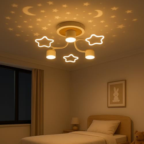 Epochglo Deckenlampe Kinderzimmer LED 60cm, Sternenhimmel Lampe mit Fernbedienung, Dimmbar 3000–6500K, Nachtlicht & Timer, Kreative Deckenleuchte Babyzimmer Jungen Mädchen