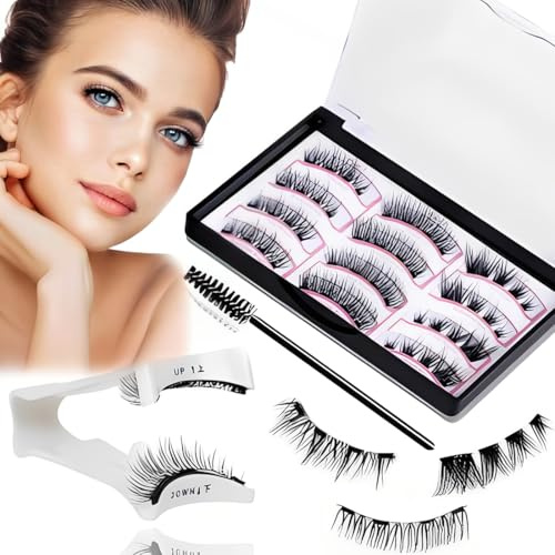 THQAE 6 coppie ciglia finte magnetiche Ciglia magnetiche 3D ciglia magnetiche look naturale, set di pinze applicatore, impermeabile e riutilizzabile per trucco quotidiano o appuntamenti di matrimonio