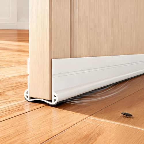 Lonwiner 93cm Marrón Burlete Bajo Puerta, burlete Puerta Entrada Aislante Puertas de Entrada Invierno burletes para Ventanas correderas (Blanco)