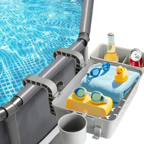 Juego de Cesta de Almacenamiento para Piscina,Cesta a Bordo de la Piscina,Accesorios de Piscina de Gran Capacidad,Cesta de Almacenamiento Junto a la Piscina Fuera del Suelo,Ldeal para Guardar Piscinas