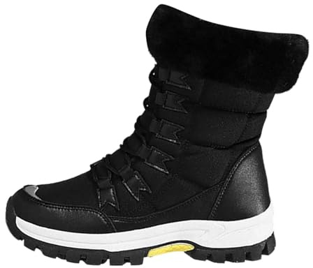 Bottes Hiver Femme Doublure Fourrure Semelle Crantée Bottes Hiver avec Doublure Fourrure et Semelle Crantée, Stables pour Neige et Activités Extérieures