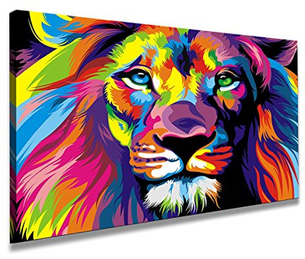 80 x 60 cm Cuadro en Lienzo el león 4001-SCT – Imagen/Impresion/Pintura Listo para Colgar