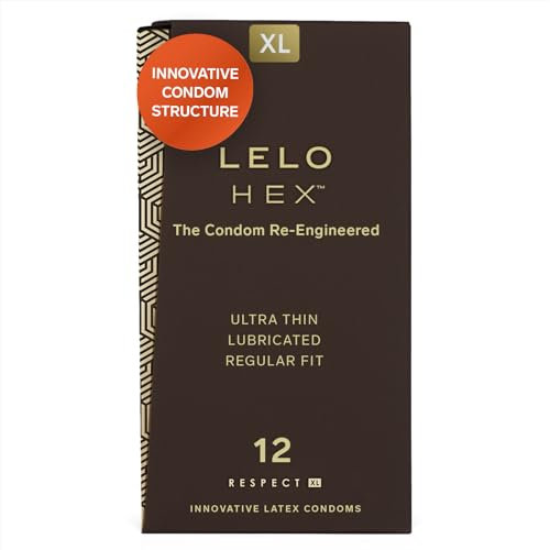 LELO HEX Respect XL, Extra Große Kondome mit Größerer Stärke, dünnes aber starkes Latexkondom, 58 mm im Durchmesser (12-Packung)